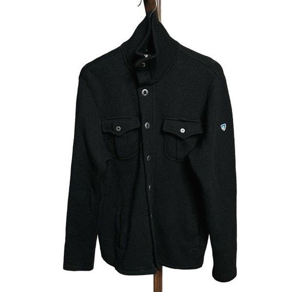 KUHL Spy Marino Wool Black Button Front Zip Up Jacket - Picture 1 of 5